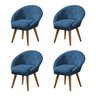 Kit 4 Poltronas Canastra Decorativa para Recepção Estofado Linho Azul Pés Palito - 1
