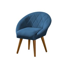 Kit 4 Poltronas Canastra Decorativa para Recepção Estofado Linho Azul Pés Palito - 2