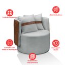 Ver imagem 5 de Poltrona Orgânica Base Giratória Maya Corino Nozes e Boucle Cinza Redonda Decorativa - Arkell
