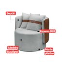 Ver imagem 6 de Poltrona Orgânica Base Giratória Maya Corino Nozes e Boucle Cinza Redonda Decorativa - Arkell