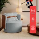 Ver imagem 4 de Poltrona Orgânica Base Giratória Maya Corino Nozes e Boucle Cinza Redonda Decorativa - Arkell