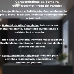 Torneira Gourmet para Cozinha Parede Mesa Pia Cano Flexível Dois Jatos Cano Cone Luxo Preto - 5