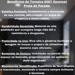 Torneira Gourmet para Cozinha Parede Mesa Pia Cano Flexível Dois Jatos Cano Cone Luxo Preto - 6