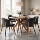 Ver imagem 2 de Kit 05 Cadeiras de Jantar e Estar Living Estofada Mia L02 Linho Chumbo - Lyam Decor