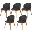 Ver imagem 1 de Kit 05 Cadeiras de Jantar e Estar Living Estofada Mia L02 Linho Chumbo - Lyam Decor