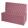 Kit de Quarto Cabeceira de Cama Box e Calçadeira Baú Estrela Casal 140 Cm Suede Botão Strass Rosa - 1