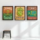 Ver imagem 1 de Kit 3 Quadros Posters Tennis Vintage 24x18cm - com Vidro:moldura Branca