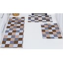 Ver imagem 2 de Jogo de Passadeira + Tapete 3 Pç Jacquard Antiderrapante Cozinha Corredor Quarto Sala Geométrico:tab