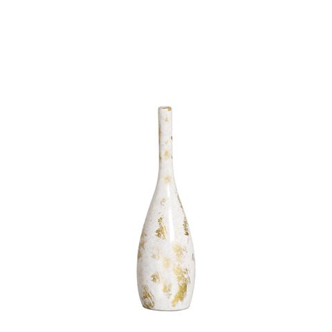 Vaso Decorativo de Cerâmica Tulipa P Branco e Dourado Imperatriz Joelma Decorações