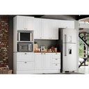 Ver imagem 1 de Kit de Cozinha Modulada 5 Peças Americana (2 Aéreos. 1 Balcão, 1 Paneleiro, 1 Complemento) Branco
