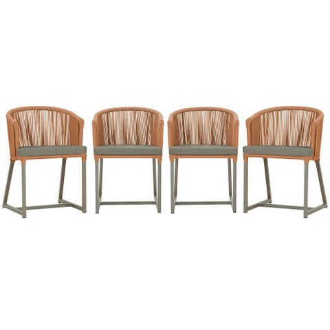 4 Cadeiras de Jantar Área Noronha em Alumínio com Pintura Fendi Corda Náutica E8 Trama Original