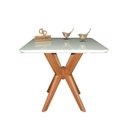 Ver imagem 1 de Mesa Jantar Pandora Tampo Quadrado Laca com Vidro 80cm Off White
