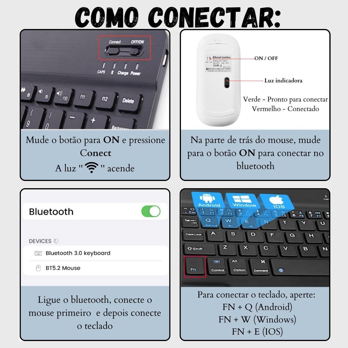 Kit Teclado Mouse Bluetooth Tab S6 Lite P610 - Preto - 5