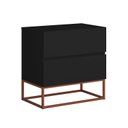 Ver imagem 1 de Mesa de Cabeceira Preto Eros 45 Estilo Industrial 2 Gavetas Pé de Ferro Cobre para Quarto Cama Casal