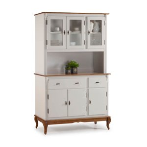 Cristaleira Arca e Oratório 6 Portas 2 Gavetas com Pés Luis Xv 60632 Linz Móveis - Off White/Imbuia