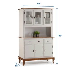 Cristaleira Arca e Oratório 6 Portas 2 Gavetas com Pés Luis Xv 60632 Linz Móveis - Off White/Imbuia - 4