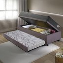 Ver imagem 3 de Bicama Box Baú Viúva 120x203 Suede Cinza com Colchão Adapto Molas Ensacadas Ecoflex