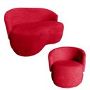 Ver imagem 1 de Kit Namoradeira + Poltrona Decorativa Beatriz Orgânica Veludo Vermelho