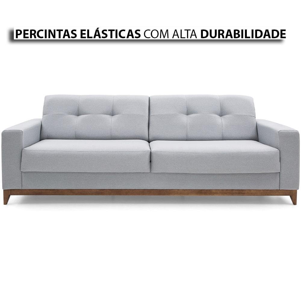 Conjunto Sofá 4 Lugares e 2 Poltronas Herval Safira, Linho Cinza Claro