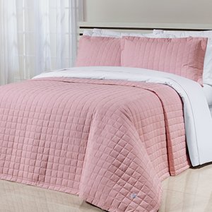Cobre Leito Glass Queen 3Pçs 200 Fios 100% Algodão Rosa