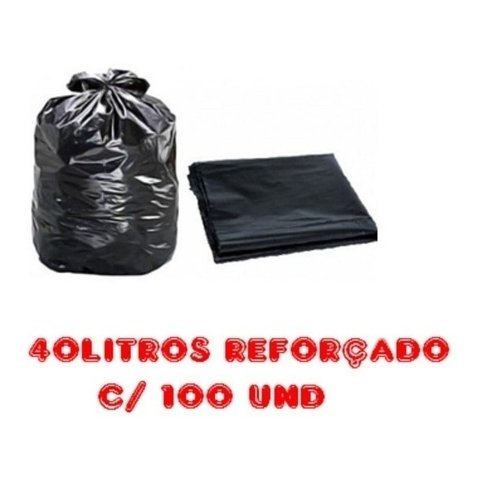 Saco de Lixo 40l Preto C/ 100 Unidades Fabricante Preto