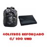 Saco de Lixo 40l Preto C/ 100 Unidades Fabricante Preto - 1