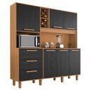 Ver imagem 1 de Kit Cozinha 6 Portas 3 Gavetas 182 cm Mari Cinamomo Preto Zanz