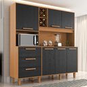 Ver imagem 2 de Kit Cozinha 6 Portas 3 Gavetas 182 cm Mari Cinamomo Preto Zanz