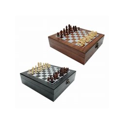 Jogo De Xadrez Dominó Cartas Caixa Madeira Luxo Bekasa W0250 - 2