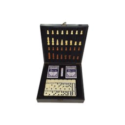 Jogo De Xadrez Dominó Cartas Caixa Madeira Luxo Bekasa W0250 - 4