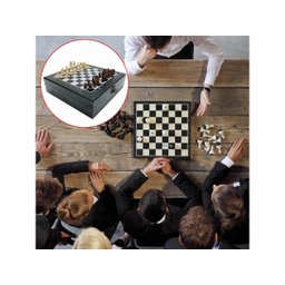 Jogo De Xadrez Dominó Cartas Caixa Madeira Luxo Bekasa W0250 - 7