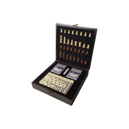Jogo De Xadrez Dominó Cartas Caixa Madeira Luxo Bekasa W0250 - 1