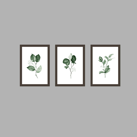 Tríptico - Quadros Decorativos Floral Aquarela Grande:Madeira