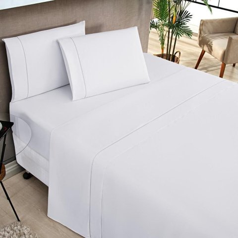 Jogo de Cama Queen Elegance 180 Fios 04 Peças - Branco