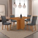Ver imagem 1 de Mesa de Jantar Olimpia 4 Lugares Retangular MDF Grafite e Naturalle Moderna 120cm
