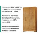 Ver imagem 5 de Guarda Roupa Solteiro 4 Portas 2 Gavetas 188x99 cm Madri Cedro Rudk