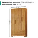 Ver imagem 3 de Guarda Roupa Solteiro 4 Portas 2 Gavetas 188x99 cm Madri Cedro Rudk