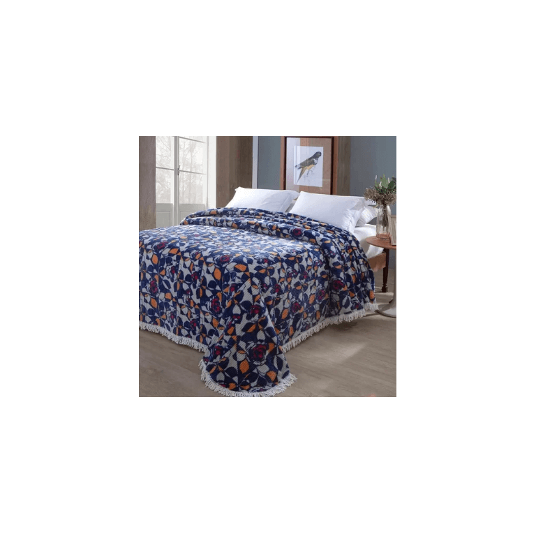 Colcha Chenille Jolitex Casal Rafaella Azul 2,20mx2,40m