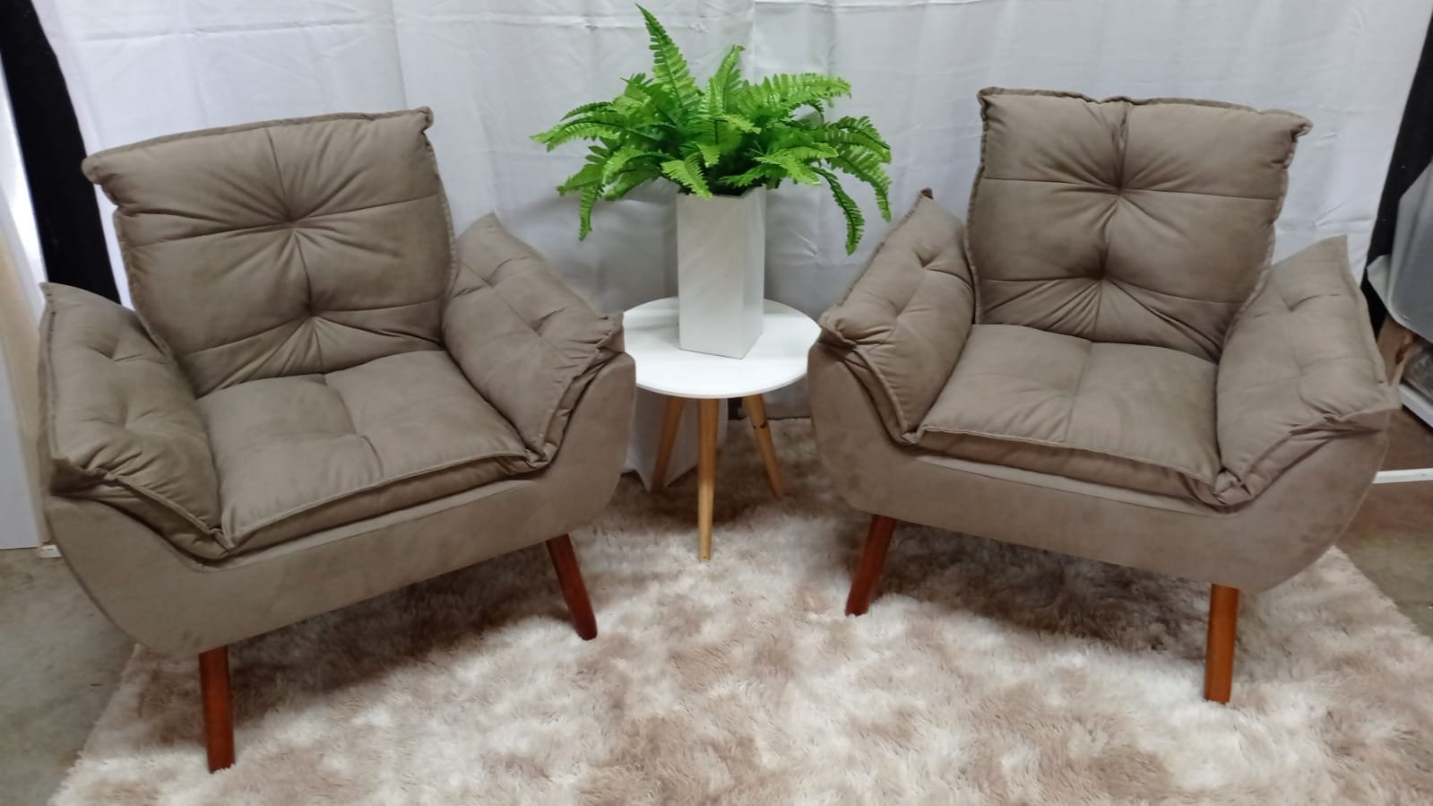 Kit 2 Poltronas Decorativo Opala Suede Capuccino- PANDORA DECOR