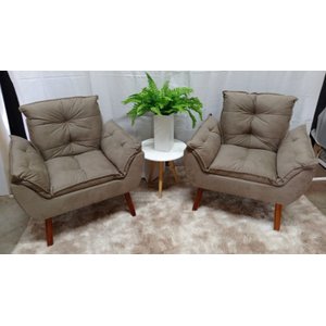 Kit 2 Poltronas Decorativo Opala Suede Capuccino- PANDORA DECOR