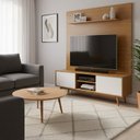 Ver imagem 7 de Rack com Painel para TV até 75 Polegadas Pés em Madeira Maciça MDF 210cmx180cm Origem Marrom