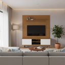 Ver imagem 5 de Rack com Painel para TV até 75 Polegadas Pés em Madeira Maciça MDF 210cmx180cm Origem Marrom
