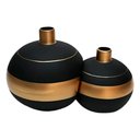 Ver imagem 1 de Par de Vasos Girona Sole Luna em Cerâmica Fosca Decor - Black Gold