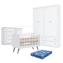 Ver imagem 1 de Quarto de Bebê Americano 4 Portas Com berço Americano Q Encanto 3820 Retrô Branco Acetinado - Qmovi