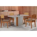 Ver imagem 1 de Conjunto Mesa Pietá c/ Tampo Madeirado c/ Vidro Canto Curvo 120x80cm e 4 Cadeiras Havana Premium