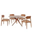 Ver imagem 3 de Conjunto Sala de Jantar Mesa 135cm Tampo Redondo Texturizado e 4 Cadeiras Hope Marrom/Palha/Imbuia/o