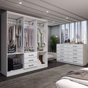 Ver imagem 2 de Guarda-roupa Casal Caroline 6 Portas 3 Gavetas e Espelho com Cômoda 10 Gavetas Branco - Panorama Móv