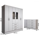 Ver imagem 4 de Guarda-roupa Casal Caroline 6 Portas 3 Gavetas e Espelho com Cômoda 10 Gavetas Branco - Panorama Móv