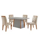 Ver imagem 2 de Mesa de Jantar Diane e 4 Cadeiras Melissa Moderna M... Veludo Creme/off//serig Off com Vidro