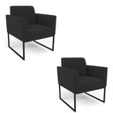 Ver imagem 1 de Kit 2 Poltronas Base Industrial Preto Marisa Veludo Preto D03 - D'Rossi